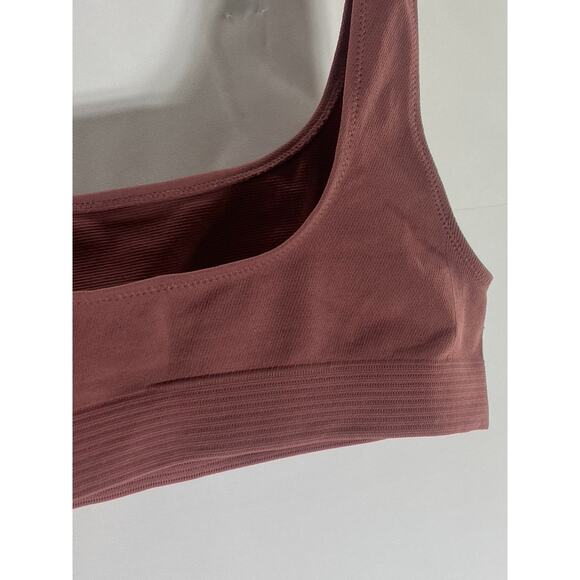 UNIQLO U Women's Pink Straight-Neck Ribbed-Hem Sport Bra SZ S - Picture 6 of 10